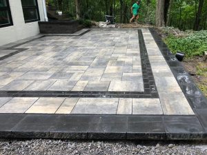 paver patio built in January 2024 in Pittsburgh by Green Landscaping